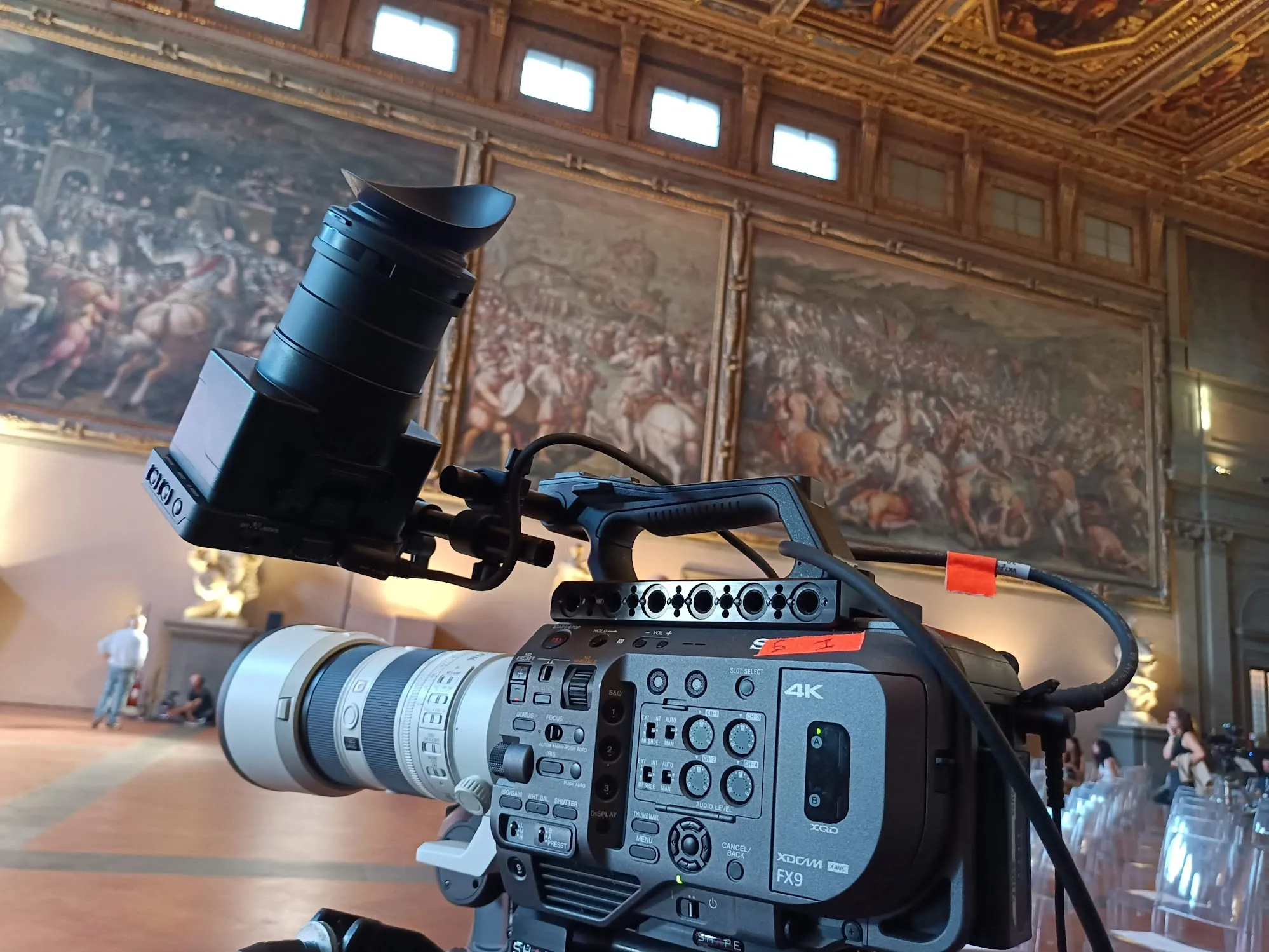 Matteo Castelli checking a shot on an ARRI Alexa during a production in Tuscany